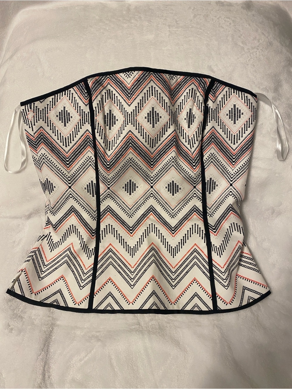 White House   Black Market Strapless Bustier Camisole. White, Black & Coral